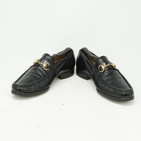 Gucci Black Leather Horsebit Loafers with Gold Hardware main image 6